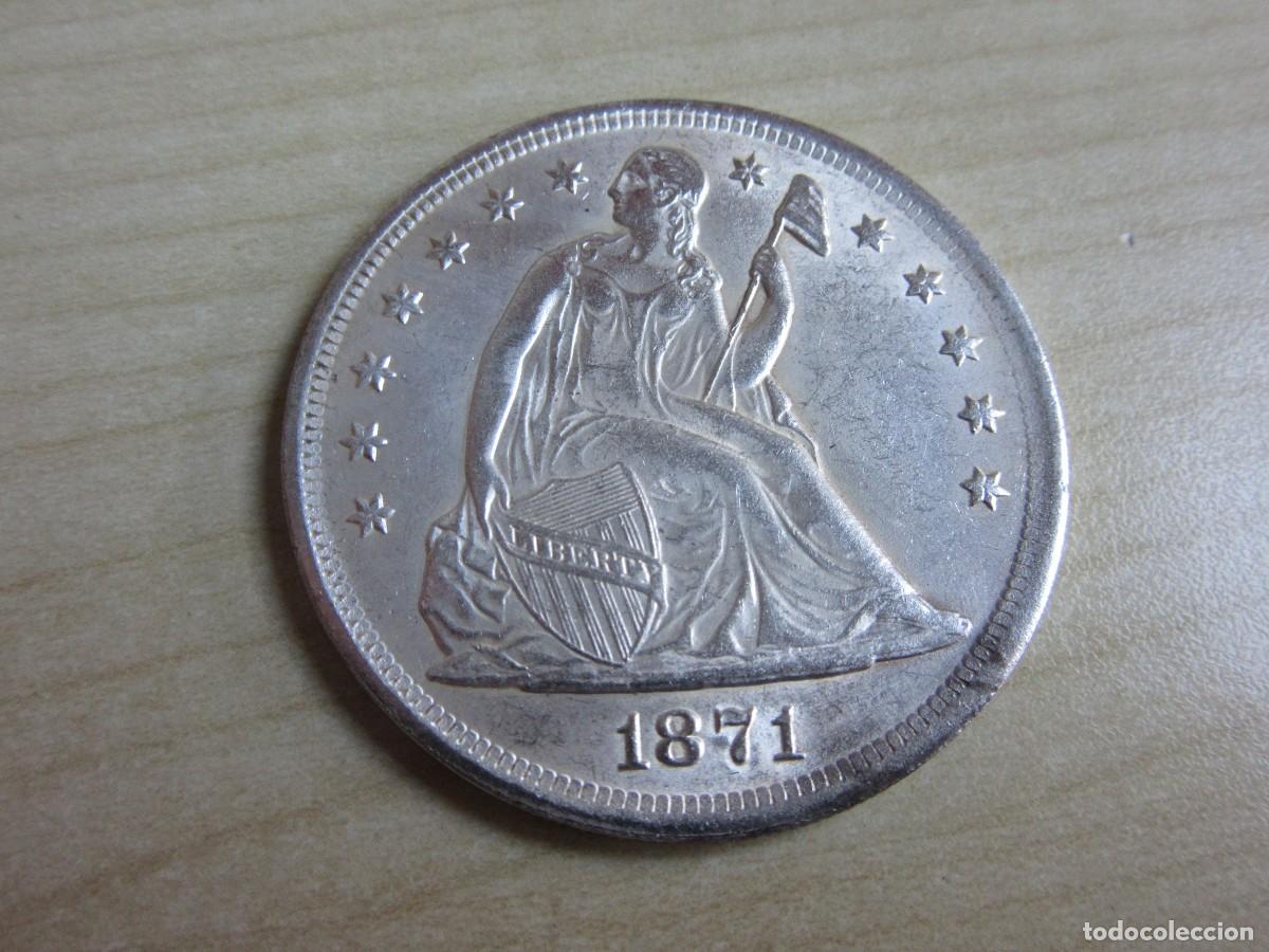 Reprodu&ccedil;&otilde;es notas e moedas: Gran reproducci&oacute;n ( 4,5 cm)de D&oacute;lar Americano 1871