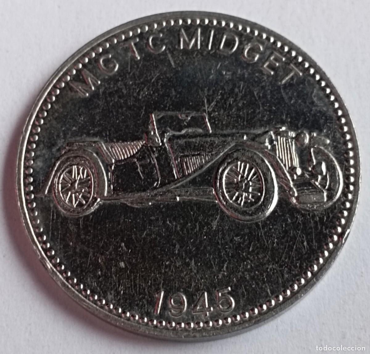 Reproducciones billetes y monedas: Moneda token coche MG TC Midget de 1945
