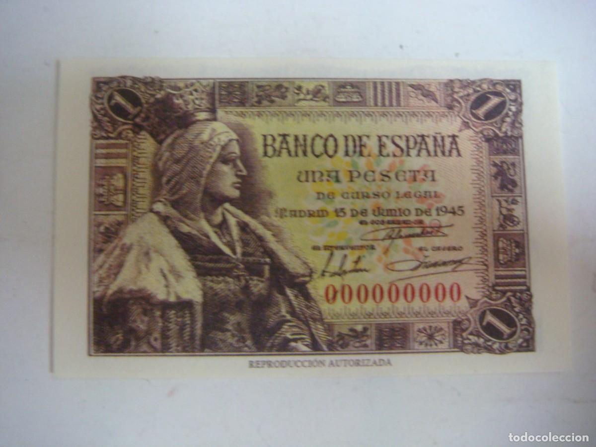 Reproducciones billetes y monedas: BILLETE REPRODUCION DE 1 PESETA 15-JUNIO-1945-CAJ -1 BILLETES