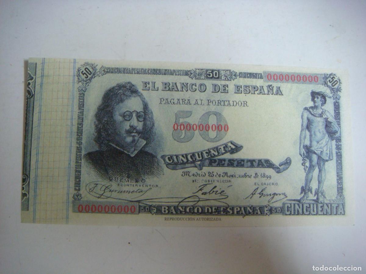 Reproducciones billetes y monedas: BILLETE REPRODUCION DE 25 PESETA-50-NOVIEMBRE-1899-CAJ -N&ordm;-1 BILLETES