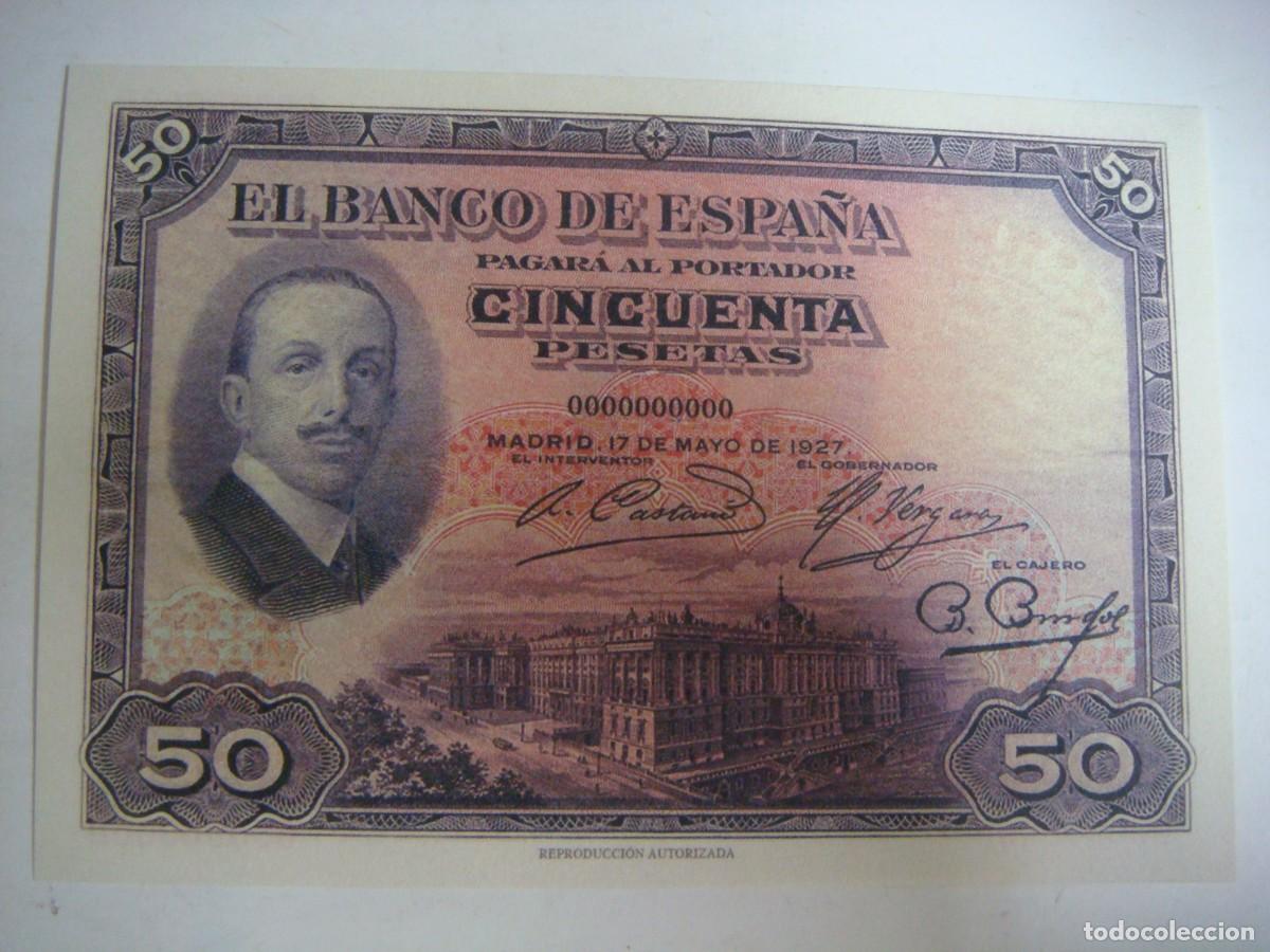Reproducciones billetes y monedas: BILLETE REPRODUCION DE 50 PESETA-17-MAYO-1927-CAJ -N&ordm;-1 BILLETES