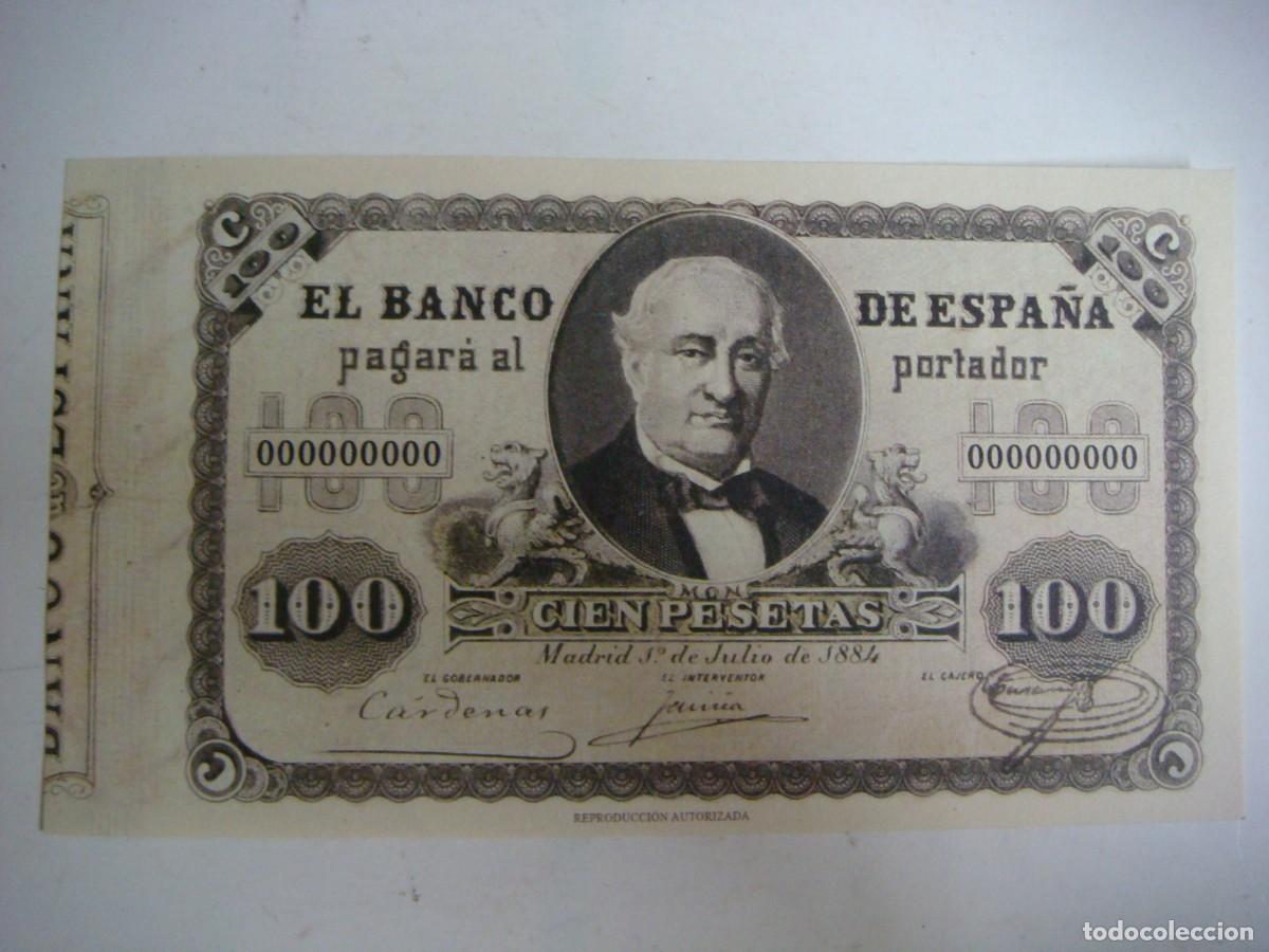 Reproducciones billetes y monedas: BILLETE REPRODUCION DE 100 PESETA-1-JULIO-1884-CAJ -N&ordm;-1 BILLETES