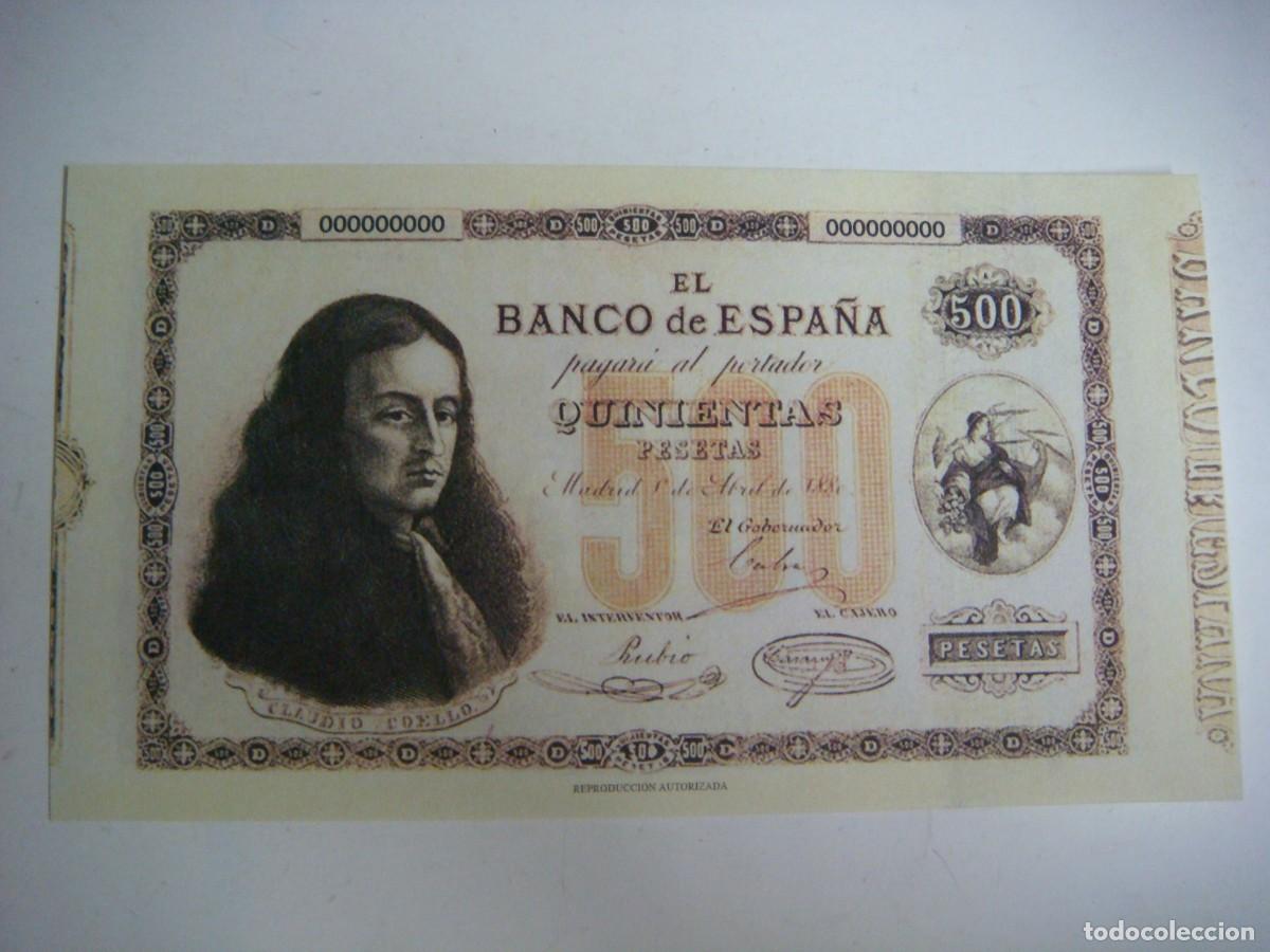 Reproducciones billetes y monedas: BILLETE REPRODUCION DE 500 PESETA-1-ABRIL-1880-CAJ -N&ordm;-1 BILLETES