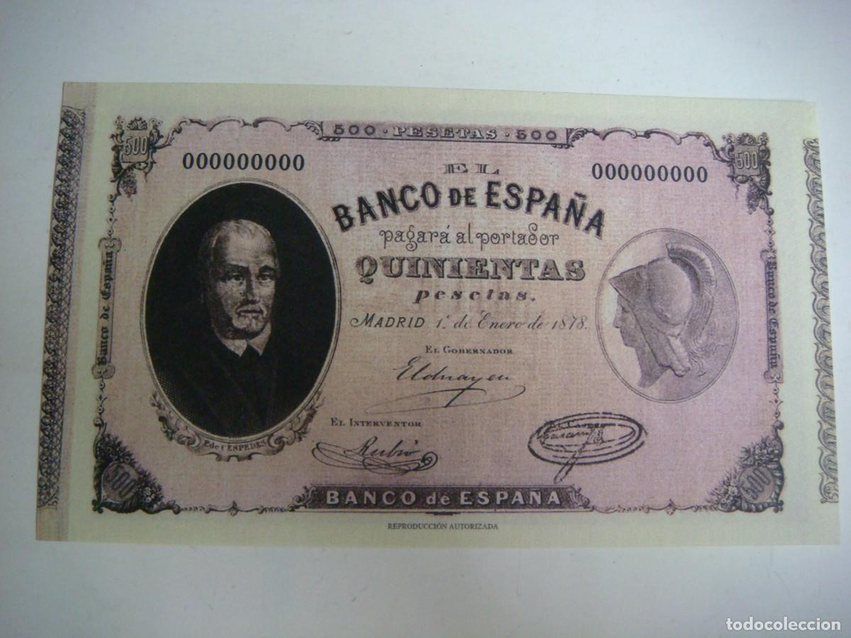 Reproducciones billetes y monedas: BILLETE REPRODUCION DE 500 PESETA-1-ENERO-1878-CAJ -N&ordm;-1 BILLETES