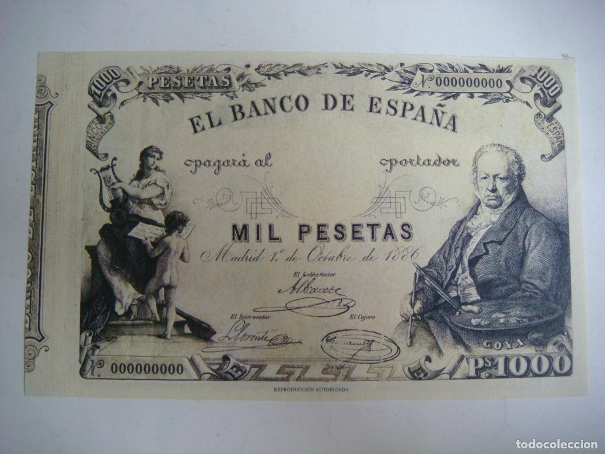 Reproducciones billetes y monedas: BILLETE REPRODUCION DE 1000 PESETA-1-OCTUBRE-1886-CAJ -N&ordm;-1 BILLETES