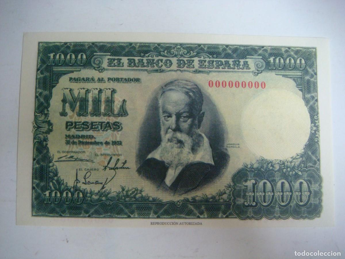 Reproducciones billetes y monedas: BILLETE REPRODUCION DE 1000 PESETA-31-DICIEMBRE-1954-CAJ -N&ordm;-1 BILLETES