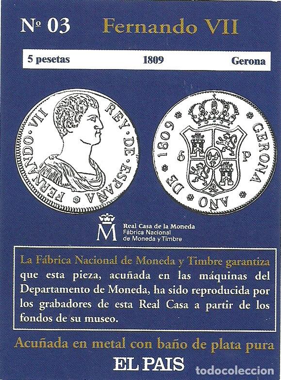 Reproducciones billetes y monedas: R&eacute;plica moneda de Fernando VII - ba&ntilde;o plata pura. ,Ceca Real Casa de la Moneda
