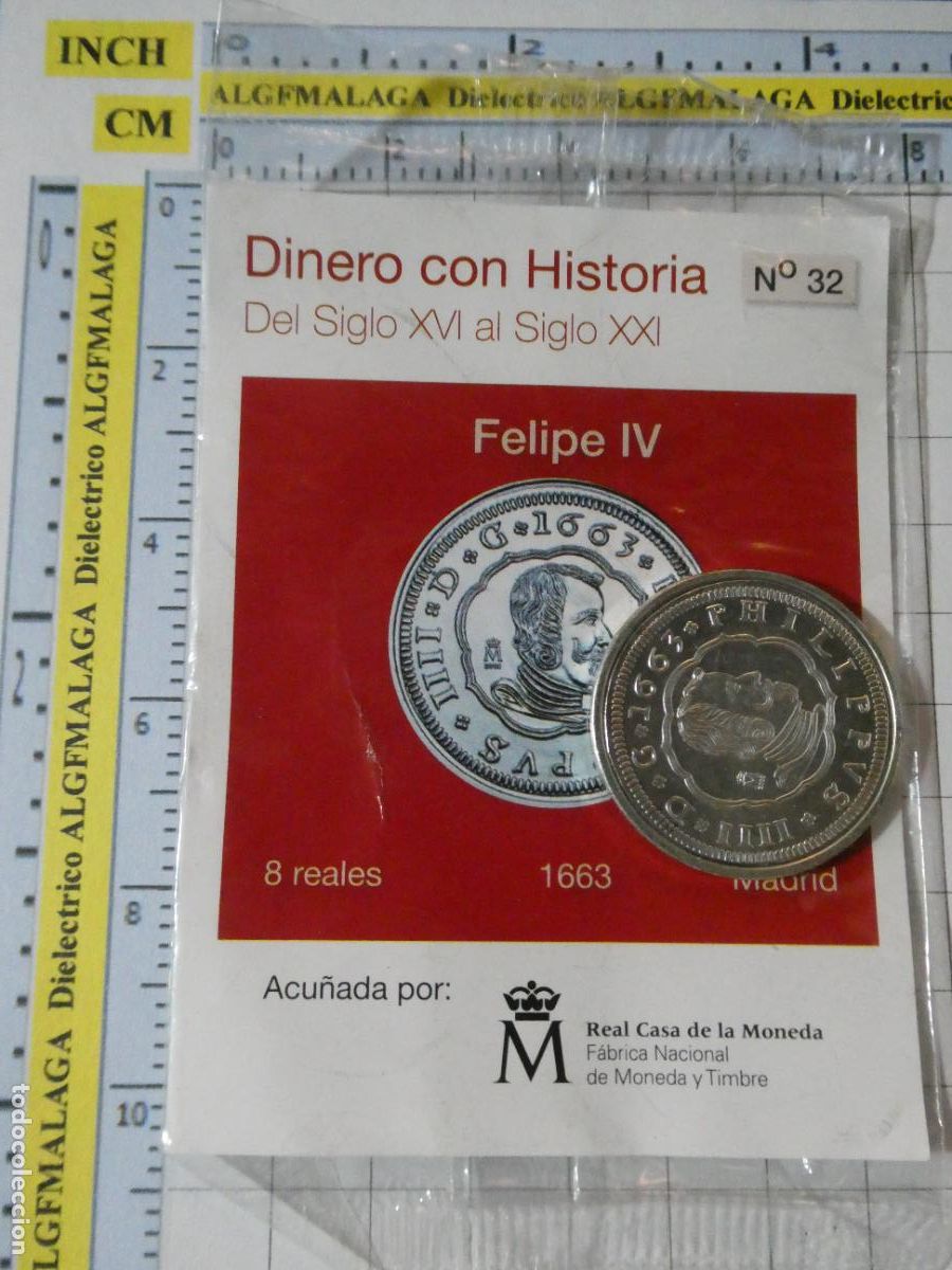 Reproducciones billetes y monedas: MONEDA REPRODUCCI&Oacute;N N&ordm; 32 8 REALES DE FELIPE IV 1663 MADRID BA&Ntilde;O PLATA COLECCION DINERO CON HISTORIA