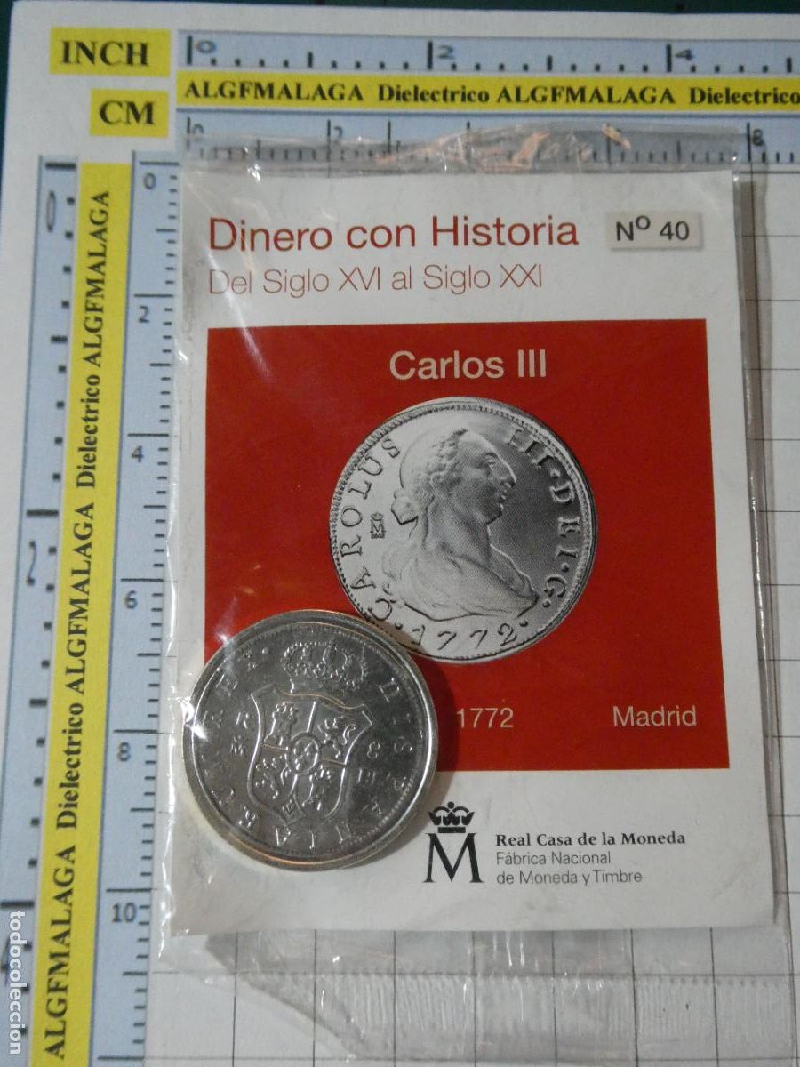 Reproducciones billetes y monedas: MONEDA REPRODUCCI&Oacute;N N&ordm; 40 8 REALES DE CARLOS III 1772 MADRI BA&Ntilde;O PLATA COLECCION DINERO CON HISTORIA