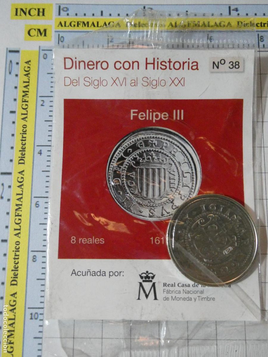 Reproducciones billetes y monedas: MONEDA REPRODUCCI&Oacute;N N&ordm; 38 8 REALES FELIPE III 1611 ZARAGOZA BA&Ntilde;O PLATA COLECCION DINERO CON HISTORIA