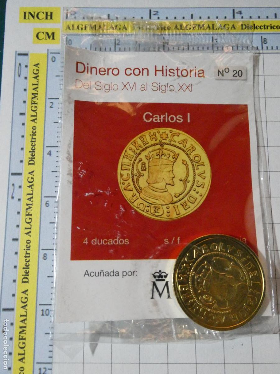 Reproducciones billetes y monedas: MONEDA REPRODUCCI&Oacute;N N&ordm; 20 4 DUCADOS DE CARLOS I VALENCIA BA&Ntilde;O ORO COLECCION DINERO CON HISTORIA
