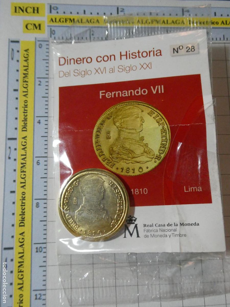 Reproducciones billetes y monedas: MONEDA REPRODUCCI&Oacute;N N&ordm; 28 8 ESCUDOS FERNANDO VII 1810 LIMA BA&Ntilde;O ORO COLECCION DINERO CON HISTORIA