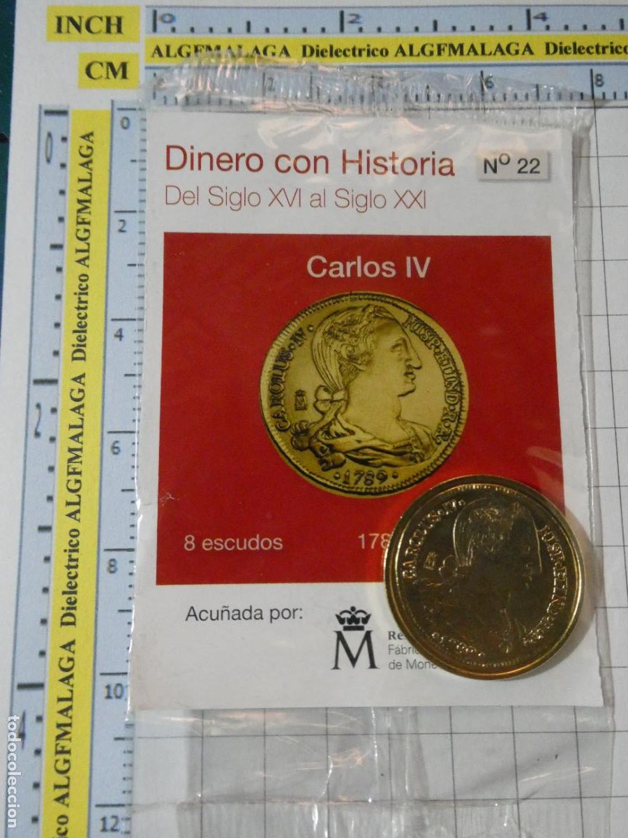Reproducciones billetes y monedas: MONEDA REPRODUCCI&Oacute;N N&ordm; 22 8 ESCUDOS CARLOS IV 1789 LA PLATA BA&Ntilde;O ORO COLECCION DINERO CON HISTORIA