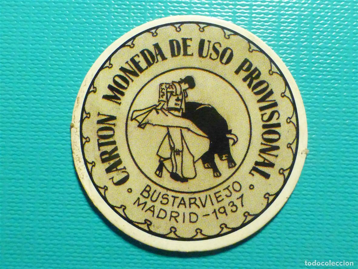 Reproducciones billetes y monedas: CARTON MONEDA DE USO PROVISIONAL - BUSTARVIEJO - MADRID 1937 - 20 C&eacute;ntimos