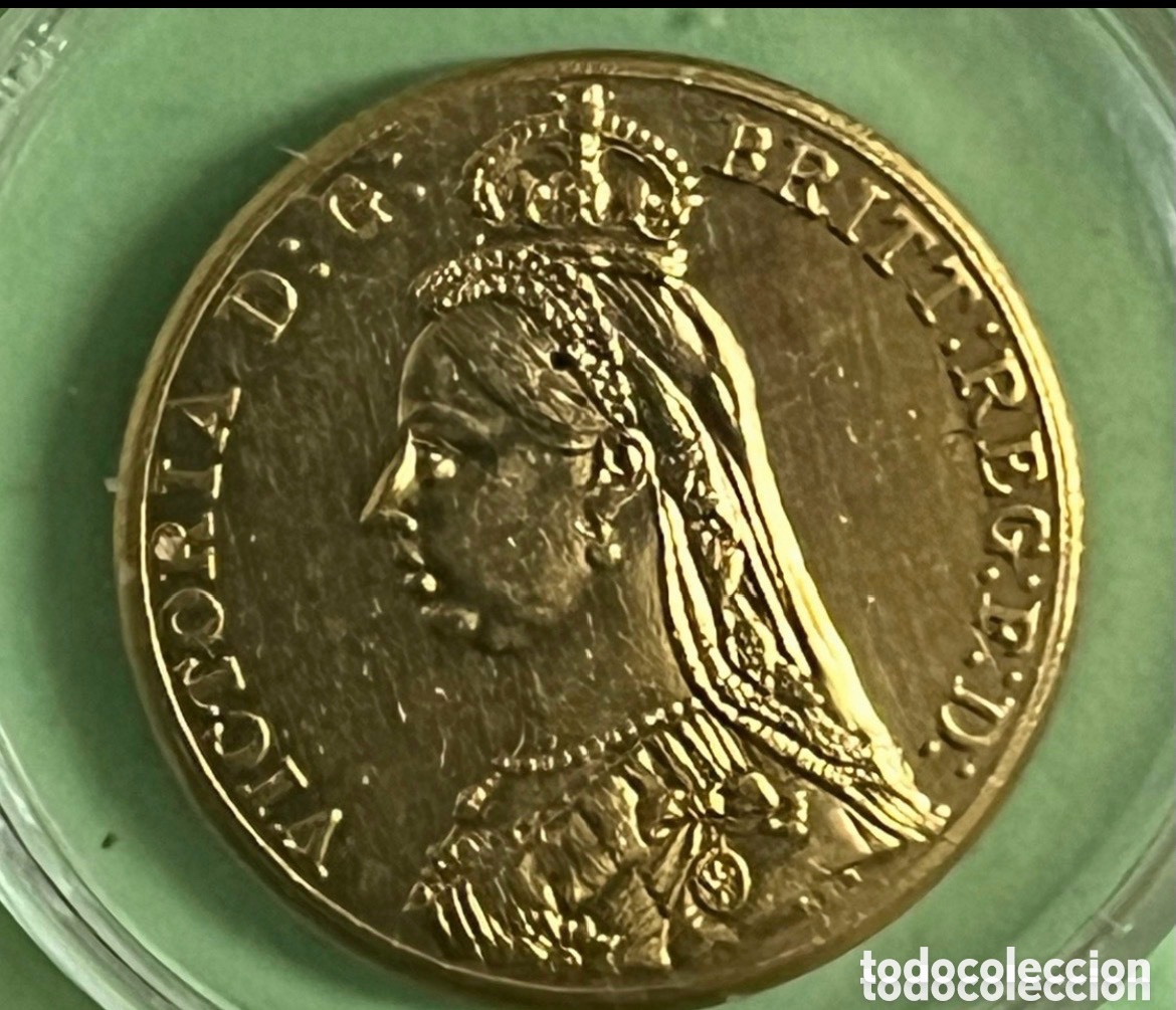 Reproducciones billetes y monedas: MONEDA DE ORO PURO REINA VICTORIA