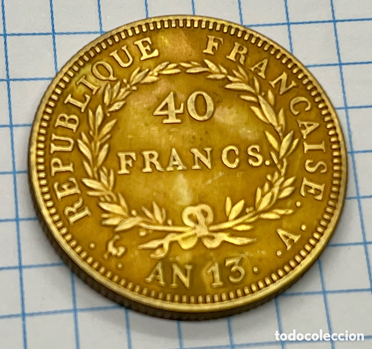 Reproducciones billetes y monedas: MONEDA DE ORO PURO NAPOLE&Oacute;N - Foto 2