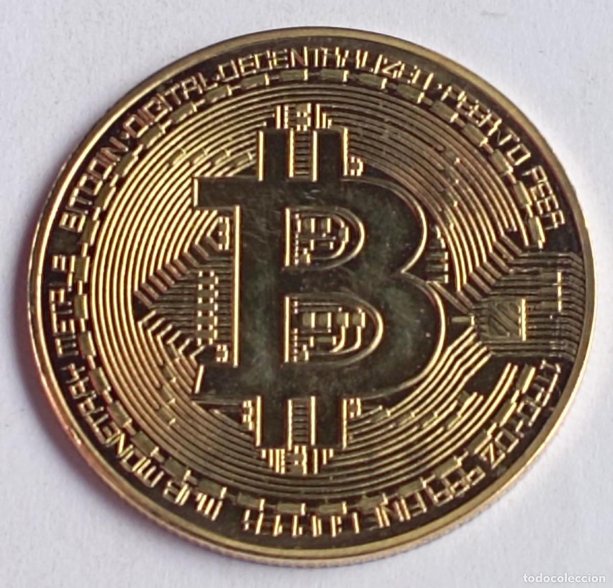 Reproducciones billetes y monedas: Moneda Bitcoin, criptomoneda