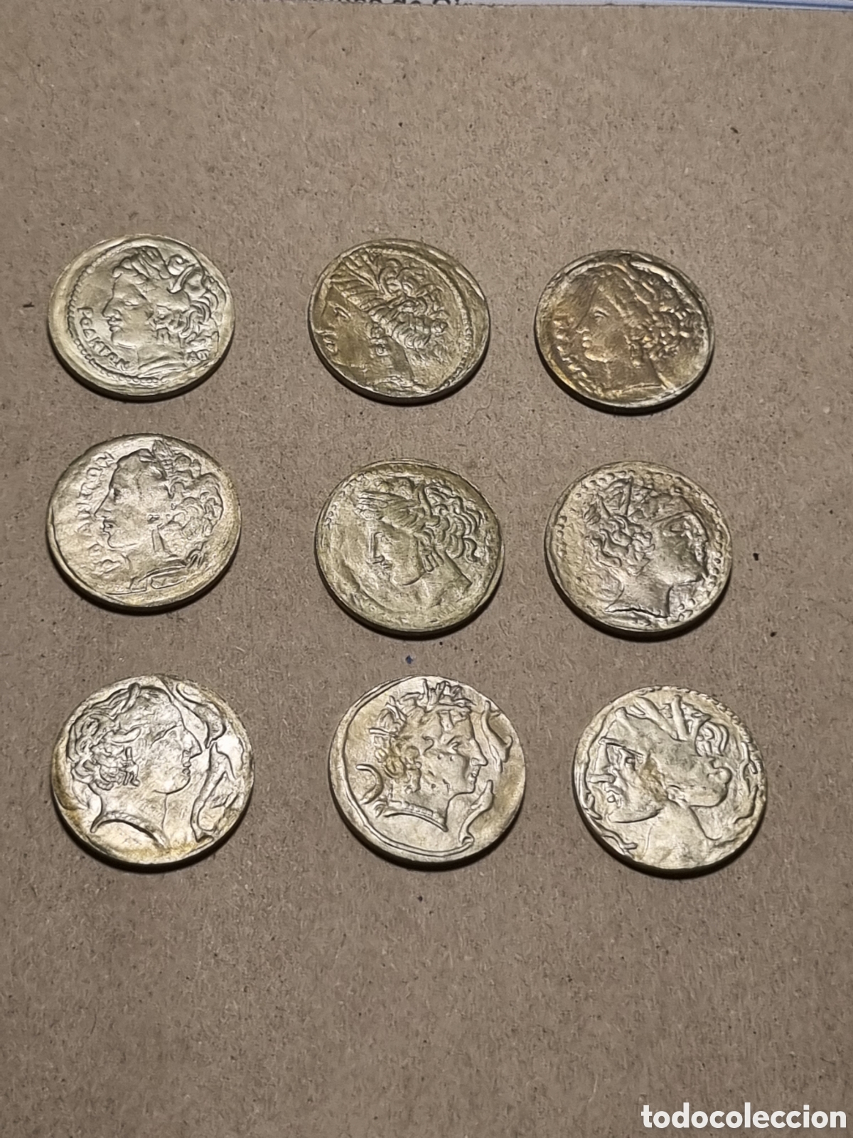 Reproducciones billetes y monedas: Colecci&oacute;n monedas griegas copia de plata. Dracmas Emp&uacute;ries y Roses