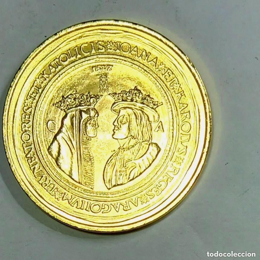 Reproducciones billetes y monedas: R&eacute;plica moneda de Juana y Carlos - ba&ntilde;o oro de 24 kt. ,Ceca Real Casa de la Moneda