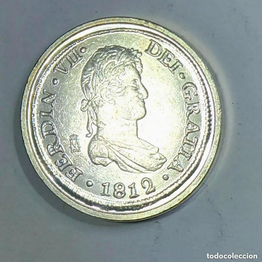 Reproducciones billetes y monedas: R&eacute;plica moneda de Fernando VII-ba&ntilde;o plata pura..-.,Ceca Real Casa de la Moneda