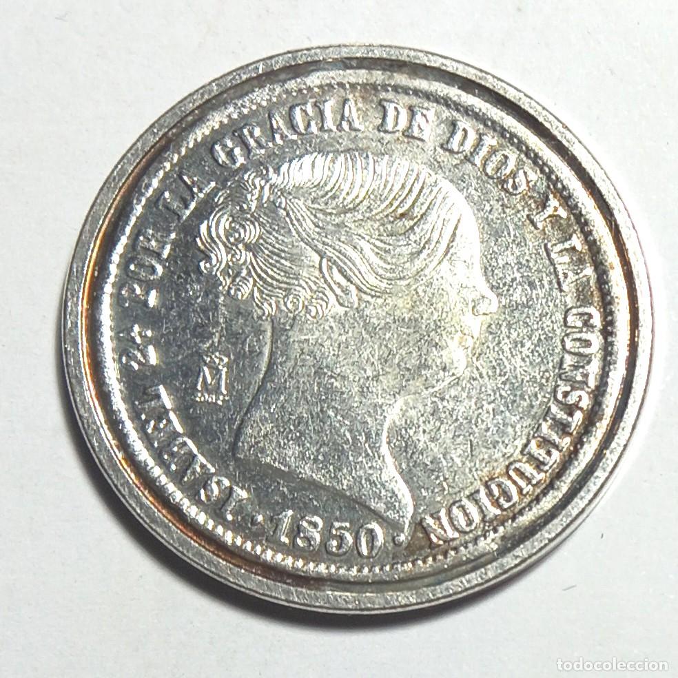 Reproducciones billetes y monedas: R&eacute;plica moneda de Isabel II-ba&ntilde;o plata pura-.,Ceca Real Casa de la Moneda