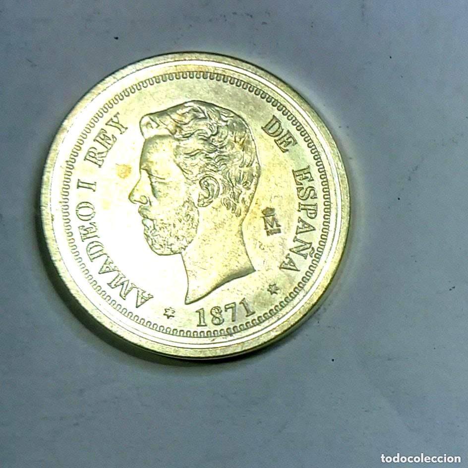 Reproducciones billetes y monedas: R&eacute;plica moneda de Amadeo I -ba&ntilde;o plata pura.-.,Ceca Real Casa de la Moneda
