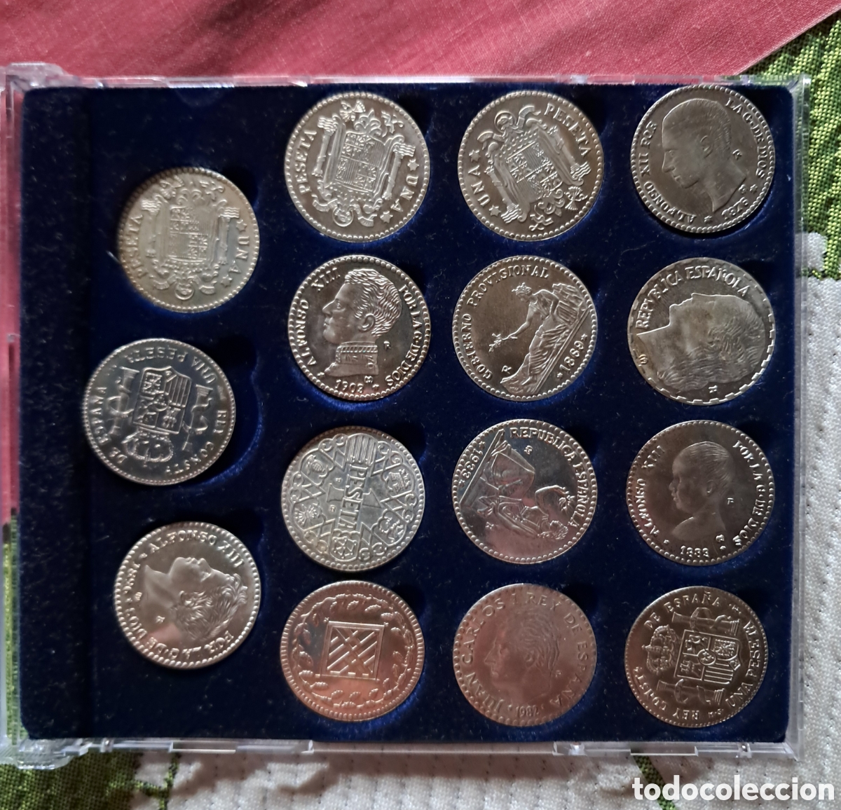 Reproducciones billetes y monedas: Colecci&oacute;n COMPLETA &rdquo;De la Peseta al EURO - Historia de la peseta&rdquo; / 15 monedas / Diario de Navarra