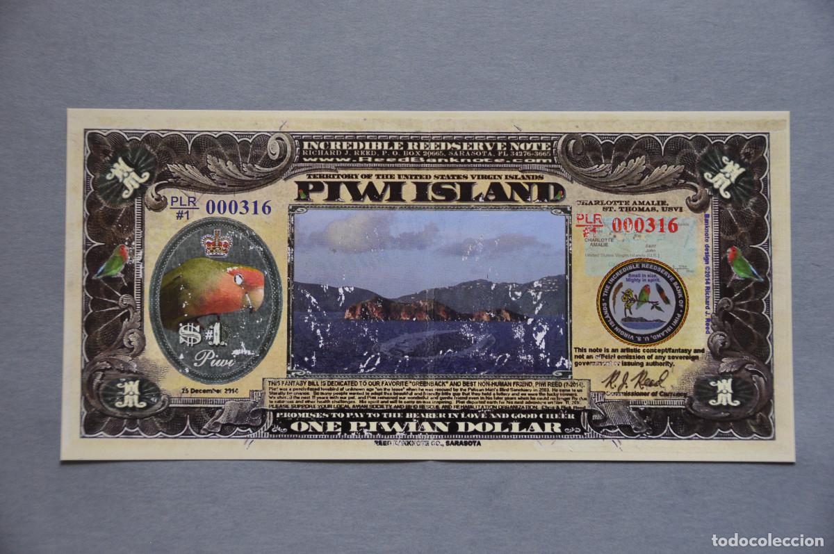 Reproducciones billetes y monedas: BILLETE SOUVENIR - ISLA DE PIWI - 1 DOLAR 2014