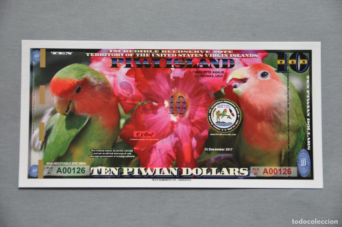 Reproducciones billetes y monedas: BILLETE SOUVENIR - ISLA DE PIWI - 10 DOLARES 2014