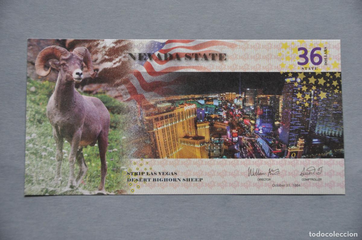 Reproducciones billetes y monedas: BILLETE SOUVENIR - ESTADOS UNIDOS DE AMERICA (ESTADO DE NEVADA) 36 DOLARES 2016
