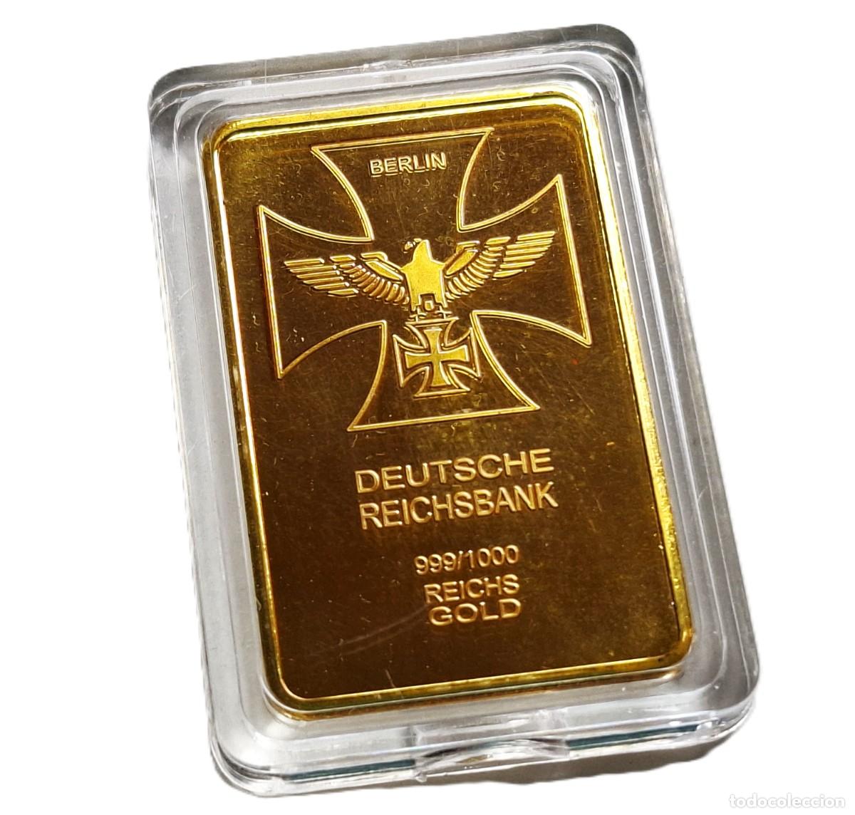 Riproduzioni banconote e monete: LINGOTE CONMEMORATIVO DEUTSCHE REICHSBANK.BERLIN. HITLER - 14.7.CM X 2.7.CM - 27.57.GRAMOS