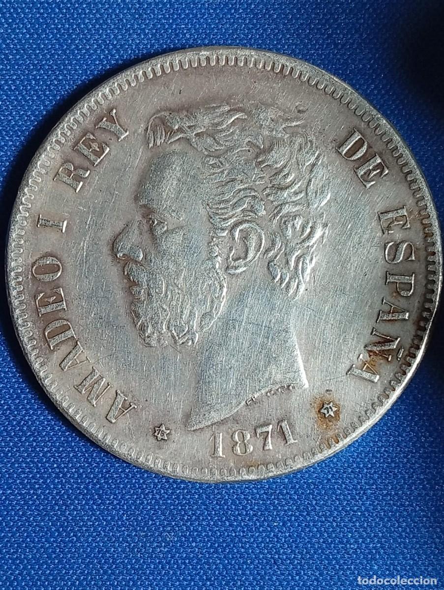 Reproducciones billetes y monedas: Moneda de 5 ptas. Amadeo I 1871 ( R&eacute;plica de &Eacute;poca )