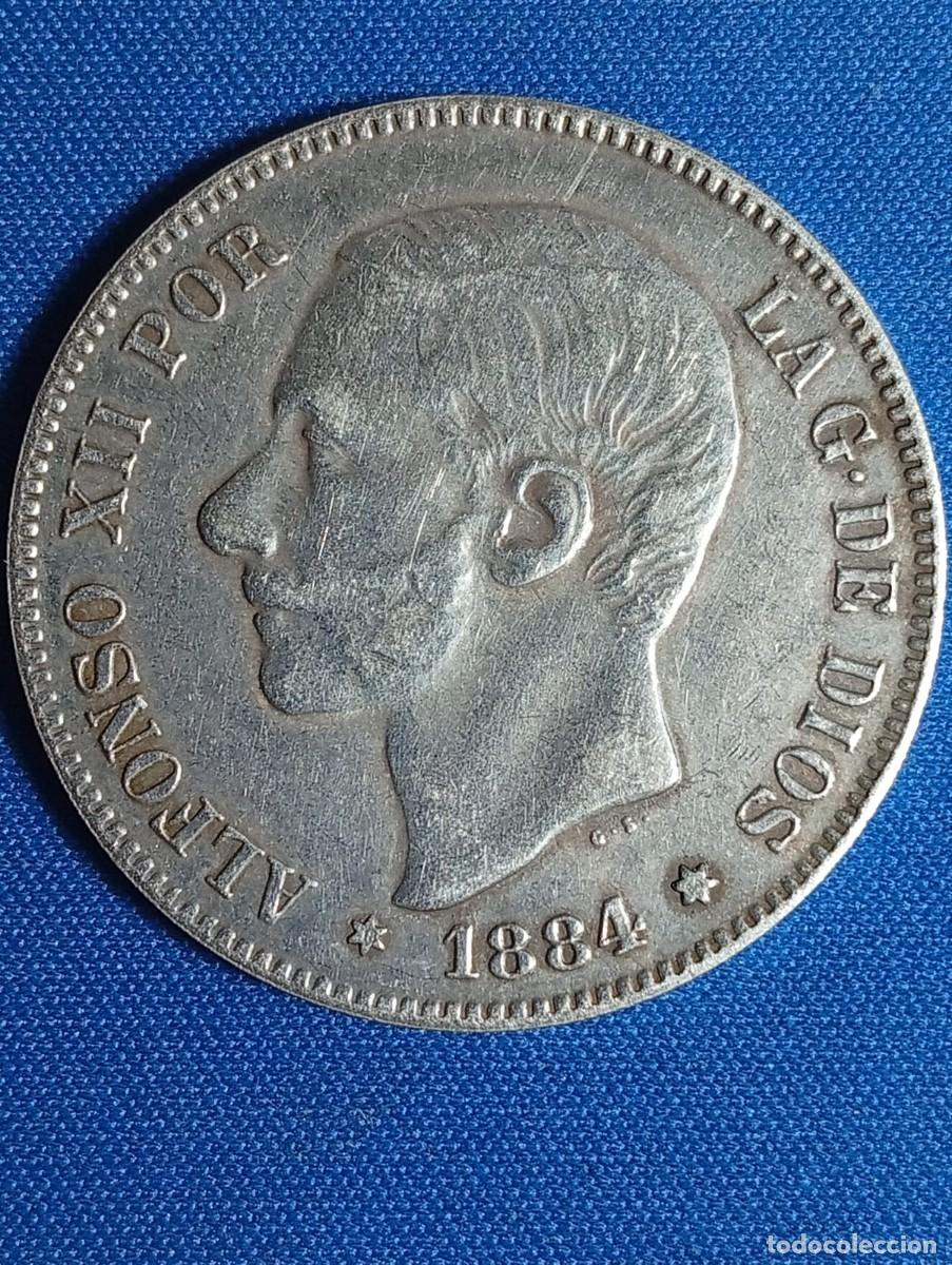 Reproducciones billetes y monedas: Moneda de 5 ptas. Alfonso XII 1884 ( R&eacute;plica de &Eacute;poca )