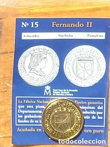 Replikate von Banknoten und M&uuml;nzen: R&eacute;plica moneda de Fernando II ,en su estuche original- ba&ntilde;o oro 24 Kt, Ceca Real Casa de la Moneda