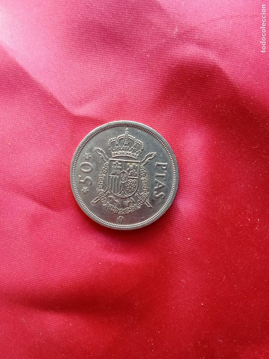 Reprodu&ccedil;&otilde;es notas e moedas: Moneda Juan Carlos 50 pesetas Ed. 1975. Caj&oacute;n Tienda