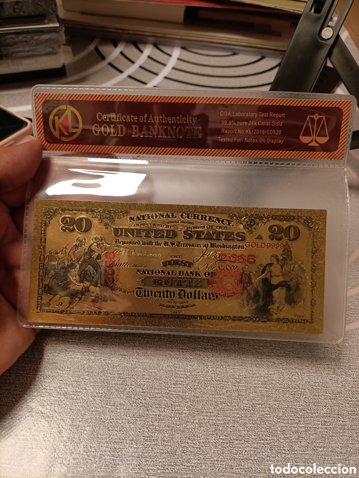 Replikate von Banknoten und M&uuml;nzen: Billete Conmemorativo, Dorado 20 dolares