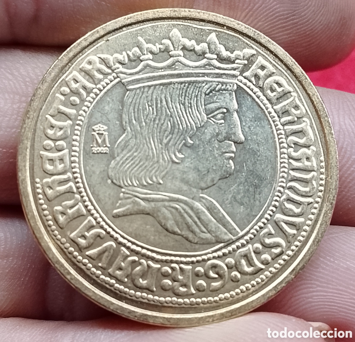 Reproducciones billetes y monedas: Fernando II 4 Ducados Navarra 1512-16 Replica oficial FNMT con ba&ntilde;o de oro