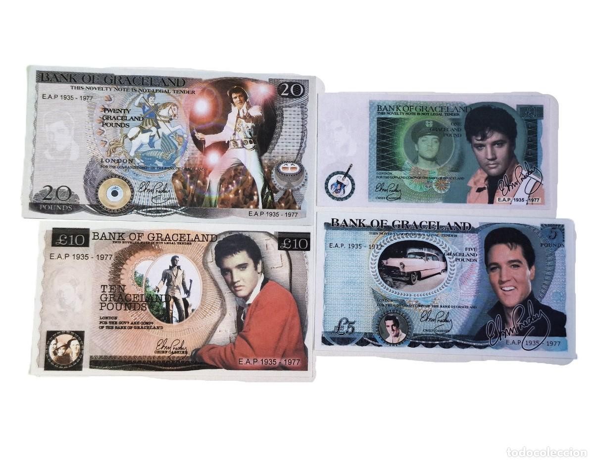 Replikate von Banknoten und M&uuml;nzen: ELVIS PRESLEY - SET DE BILLETES BRITANICOS CONMEMORATIVOS - UNICOS!!!