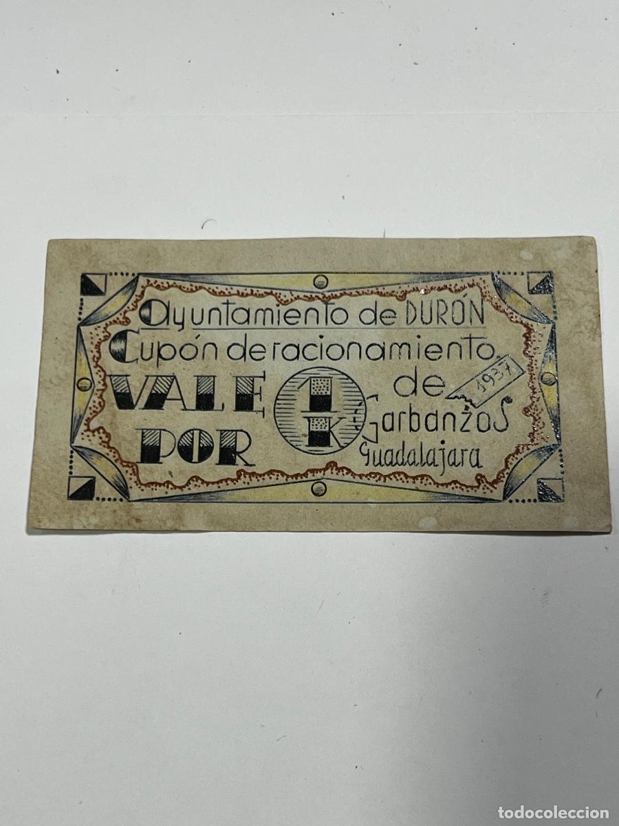Riproduzioni banconote e monete: CUP&Oacute;N DE RACIONAMIENTO. VALE POR 1K. DE GARBANZOS. GUADALAJARA,1937.