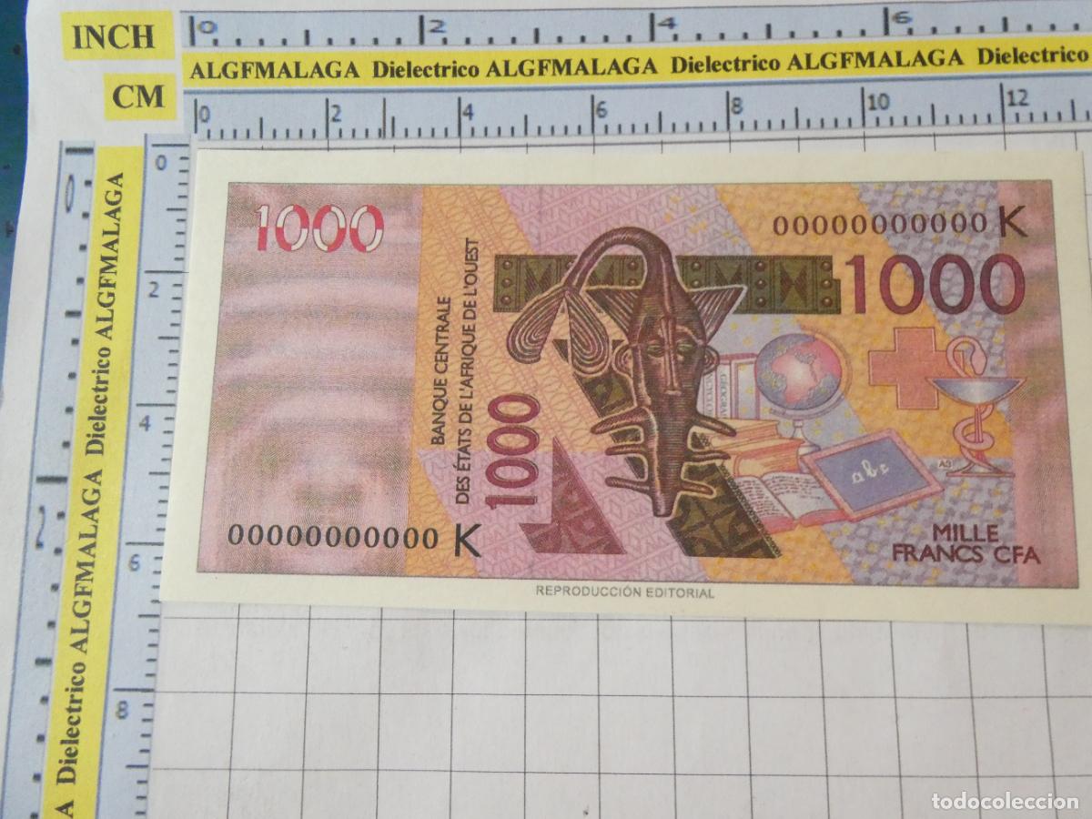 Reproductions Banknotes and Coins: BILLETE FACS&Iacute;MIL. COLECCI&Oacute;N TODOS LOS BILLETES DEL MUNDO. 1000 FRANCOS CFA BENIN 2003. 3