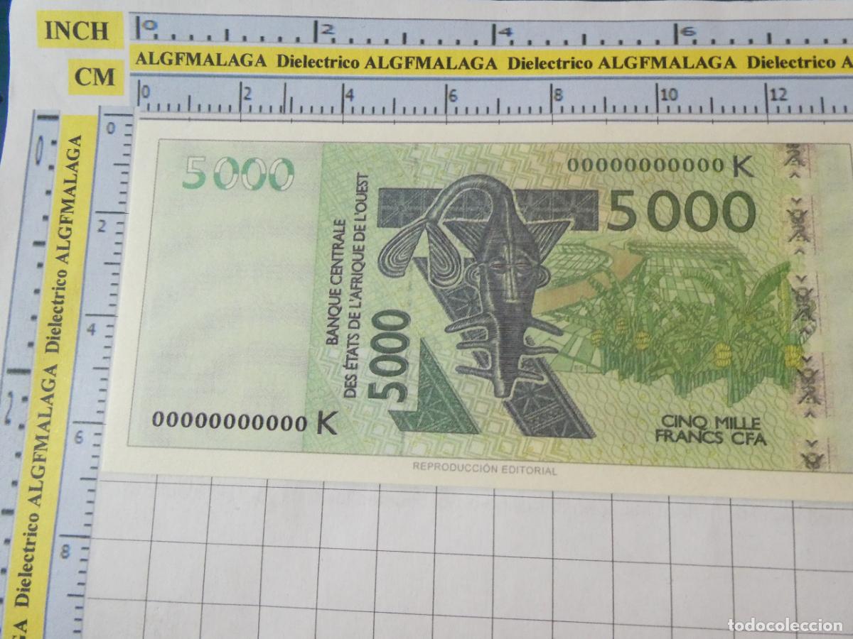 Reproducciones billetes y monedas: BILLETE FACS&Iacute;MIL. COLECCI&Oacute;N TODOS LOS BILLETES DEL MUNDO. 5000 FRANCOS COSTA DE MARFIL. 20