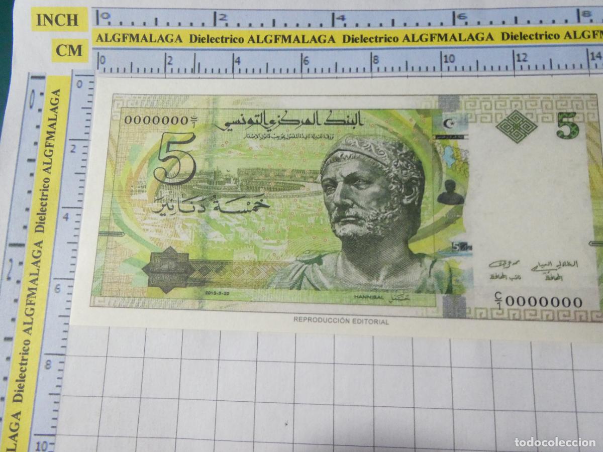 Riproduzioni banconote e monete: BILLETE FACS&Iacute;MIL. COLECCI&Oacute;N TODOS LOS BILLETES DEL MUNDO. 5 DINAR T&Uacute;NEZ 2013. 24
