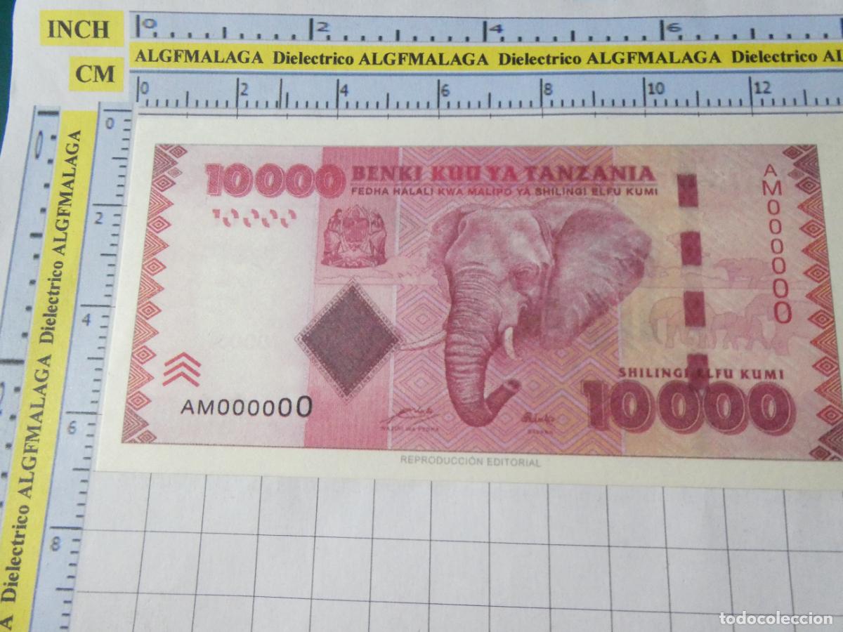 Riproduzioni banconote e monete: BILLETE FACS&Iacute;MIL. COLECCI&Oacute;N TODOS LOS BILLETES DEL MUNDO. 10000 CHELINES TANZANIA 2010. 25