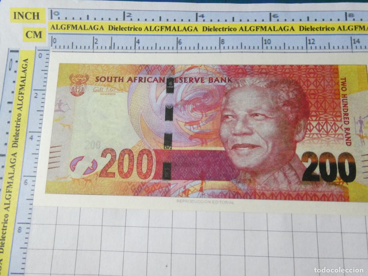Reproducciones billetes y monedas: BILLETE FACS&Iacute;MIL. COLECCI&Oacute;N TODOS LOS BILLETES DEL MUNDO. 200 RANDS SUD&Aacute;FRICA 2012. 28