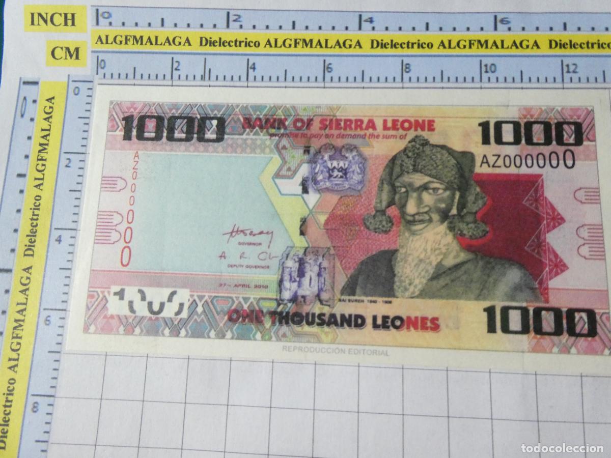 Reproducciones billetes y monedas: BILLETE FACS&Iacute;MIL. COLECCI&Oacute;N TODOS LOS BILLETES DEL MUNDO. 1000 LEONES SIERRA LEONA 2010. 31