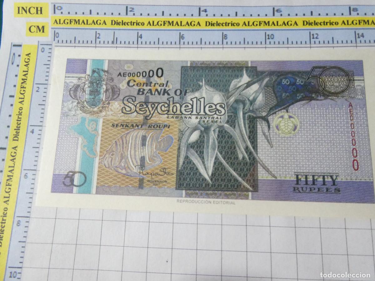 Reproducciones billetes y monedas: BILLETE FACS&Iacute;MIL. COLECCI&Oacute;N TODOS LOS BILLETES DEL MUNDO. 50 RUPIAS SEYCHELLES 2011. 32