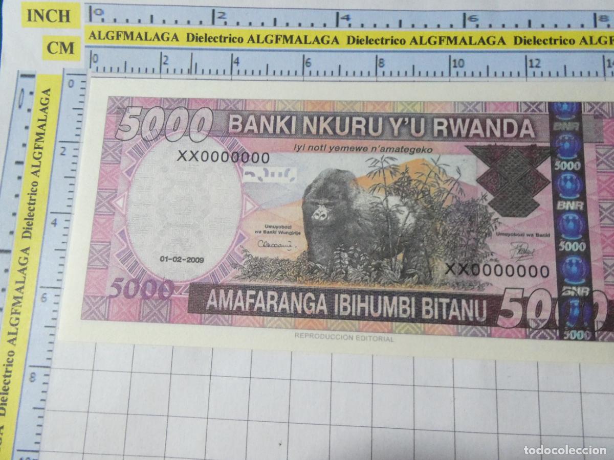 Reproducciones billetes y monedas: BILLETE FACS&Iacute;MIL. COLECCI&Oacute;N TODOS LOS BILLETES DEL MUNDO. 5000 FRANCOS RUANDA 2009. 34
