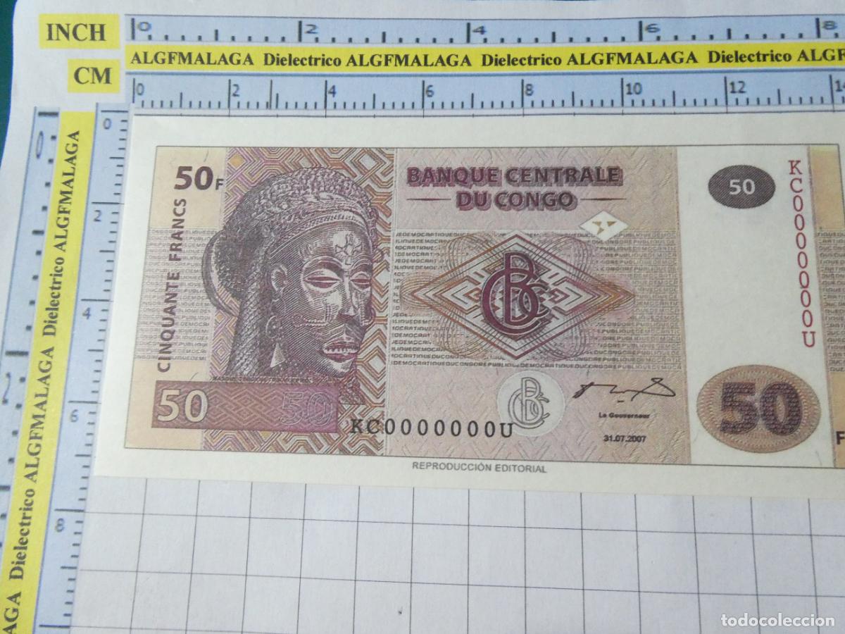 Reproducciones billetes y monedas: BILLETE FACS&Iacute;MIL. COLECCI&Oacute;N TODOS LOS BILLETES DEL MUNDO. 50 FRANCOS EL CONGO REP&Uacute;BLICA DEMOCR&Aacute;T. 35