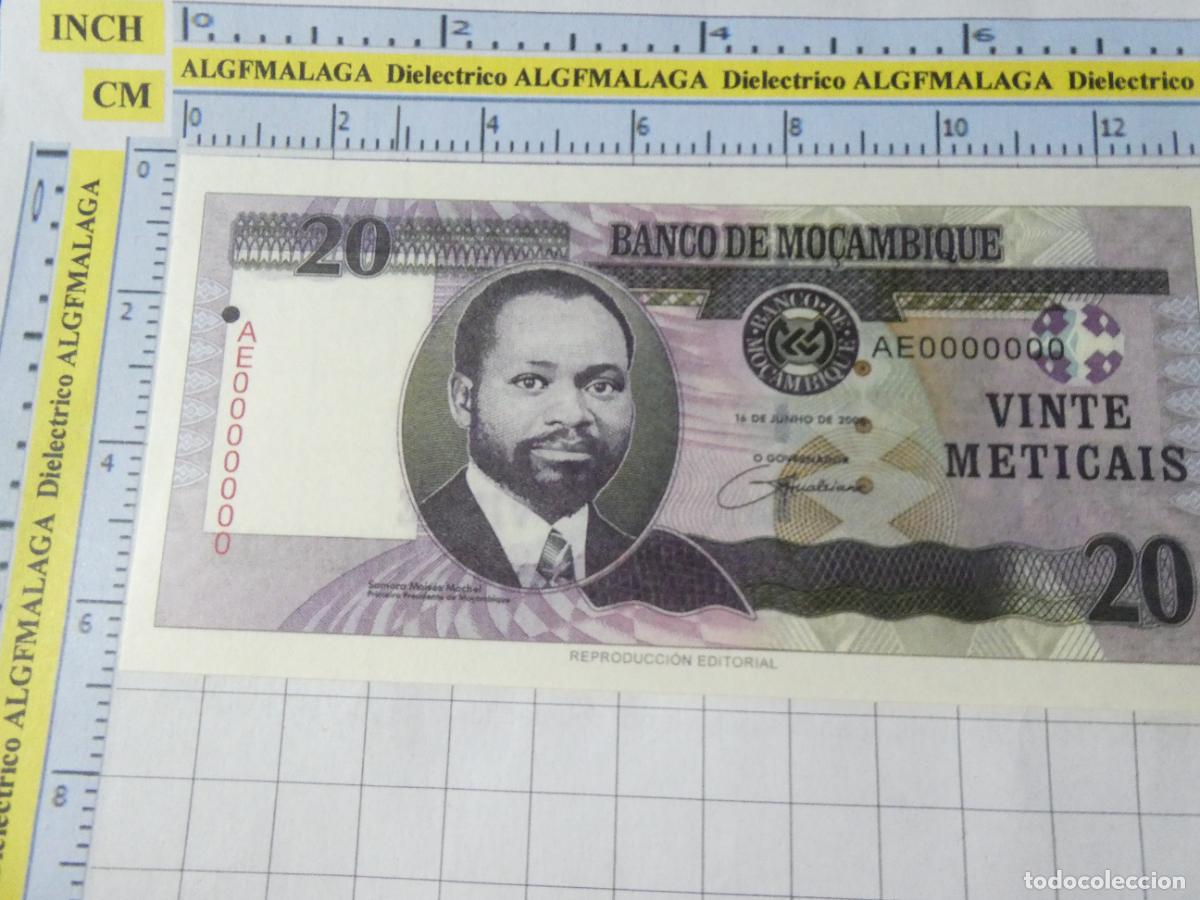 Reproducciones billetes y monedas: BILLETE FACS&Iacute;MIL. COLECCI&Oacute;N TODOS LOS BILLETES DEL MUNDO. 20 NUEVO METICAL DE MOZAMBIQUE 2006. 38