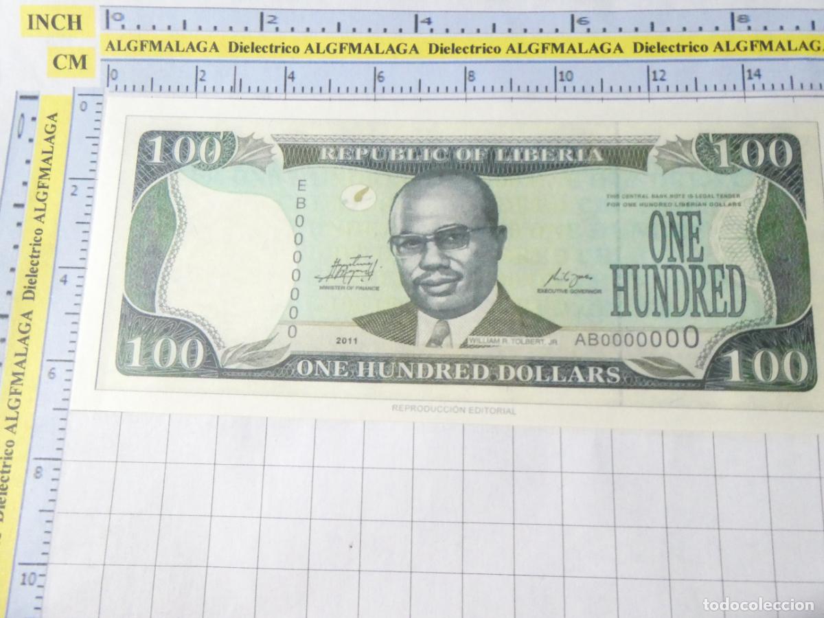 Reproducciones billetes y monedas: BILLETE FACS&Iacute;MIL. COLECCI&Oacute;N TODOS LOS BILLETES DEL MUNDO. 100 D&Oacute;LARES LIBERIA 2011. 45